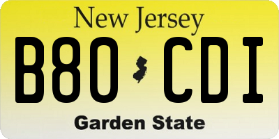 NJ license plate B80CDI