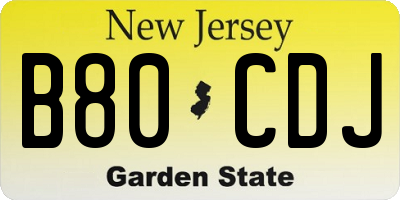 NJ license plate B80CDJ