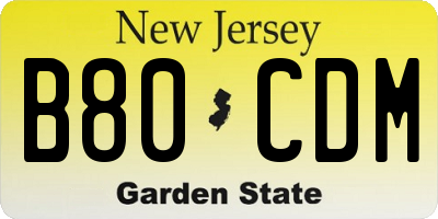 NJ license plate B80CDM