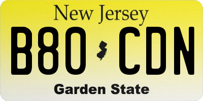 NJ license plate B80CDN
