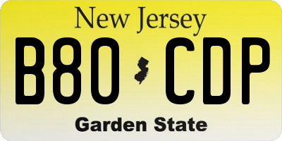 NJ license plate B80CDP