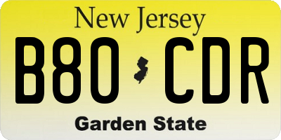 NJ license plate B80CDR