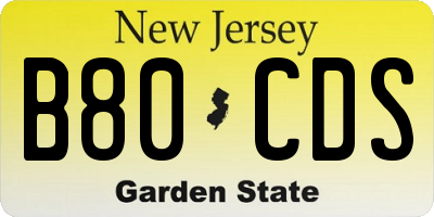 NJ license plate B80CDS