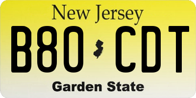 NJ license plate B80CDT