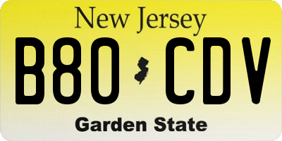 NJ license plate B80CDV