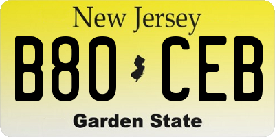 NJ license plate B80CEB