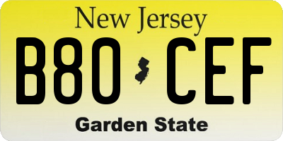 NJ license plate B80CEF