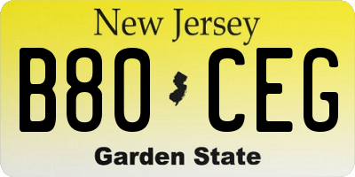 NJ license plate B80CEG