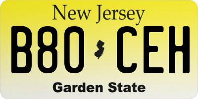 NJ license plate B80CEH