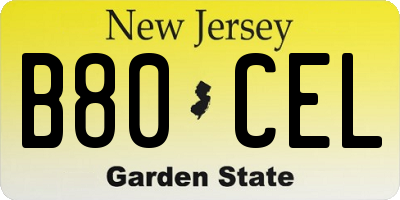 NJ license plate B80CEL