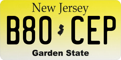NJ license plate B80CEP