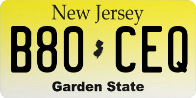 NJ license plate B80CEQ