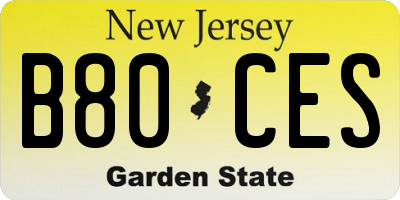 NJ license plate B80CES