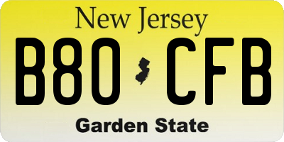 NJ license plate B80CFB