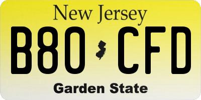NJ license plate B80CFD