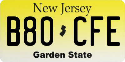 NJ license plate B80CFE