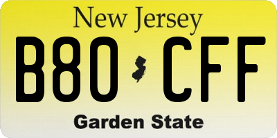 NJ license plate B80CFF
