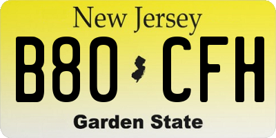 NJ license plate B80CFH