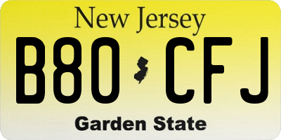NJ license plate B80CFJ