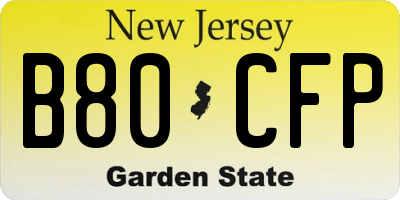NJ license plate B80CFP