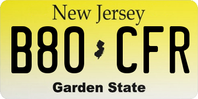 NJ license plate B80CFR