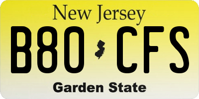 NJ license plate B80CFS