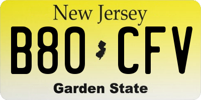NJ license plate B80CFV