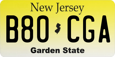 NJ license plate B80CGA