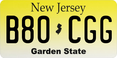 NJ license plate B80CGG