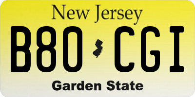 NJ license plate B80CGI