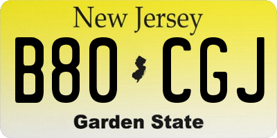 NJ license plate B80CGJ
