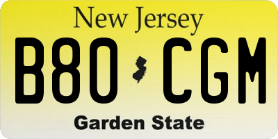 NJ license plate B80CGM