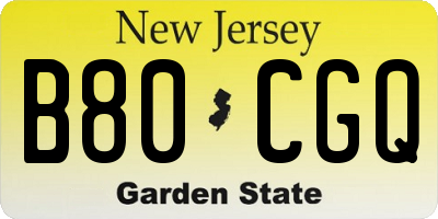 NJ license plate B80CGQ