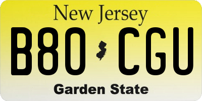 NJ license plate B80CGU