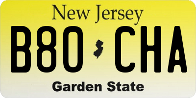 NJ license plate B80CHA