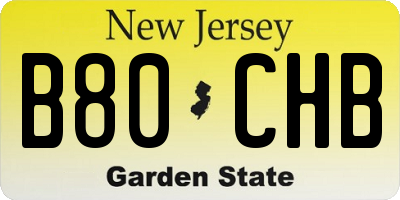 NJ license plate B80CHB
