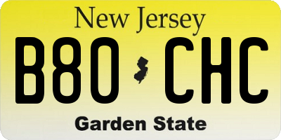 NJ license plate B80CHC