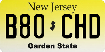NJ license plate B80CHD