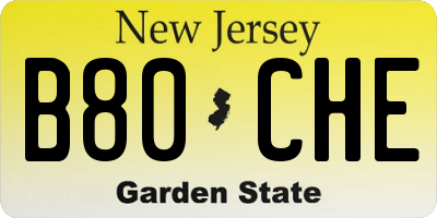 NJ license plate B80CHE