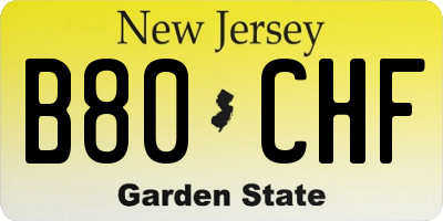 NJ license plate B80CHF