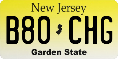 NJ license plate B80CHG