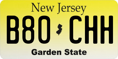 NJ license plate B80CHH