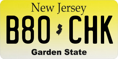 NJ license plate B80CHK
