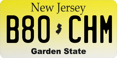 NJ license plate B80CHM