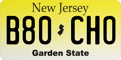 NJ license plate B80CHO