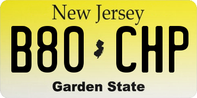 NJ license plate B80CHP