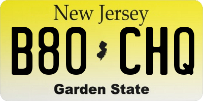 NJ license plate B80CHQ