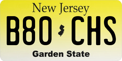 NJ license plate B80CHS