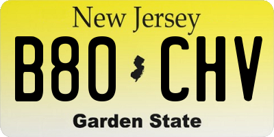 NJ license plate B80CHV