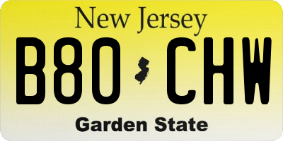 NJ license plate B80CHW